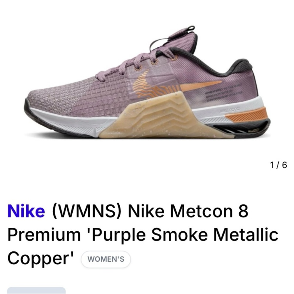 Nike Women's Metcon 8 Premium Purple Copper Shoes